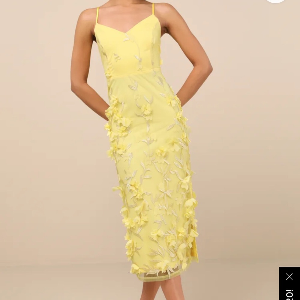 Lulu's Yellow Floral Midi Dress